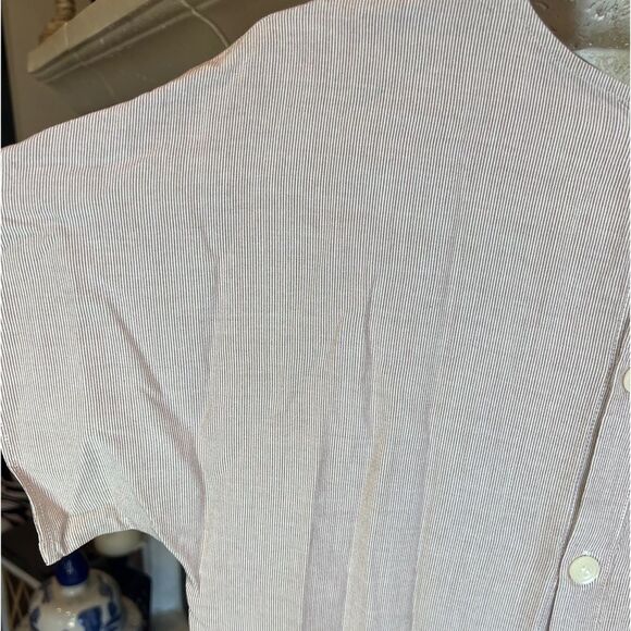 Madewell Women’s Red White Stripe Tie Front Button Back Short Sleeve Shirt Sz S - Picture 6 of 13